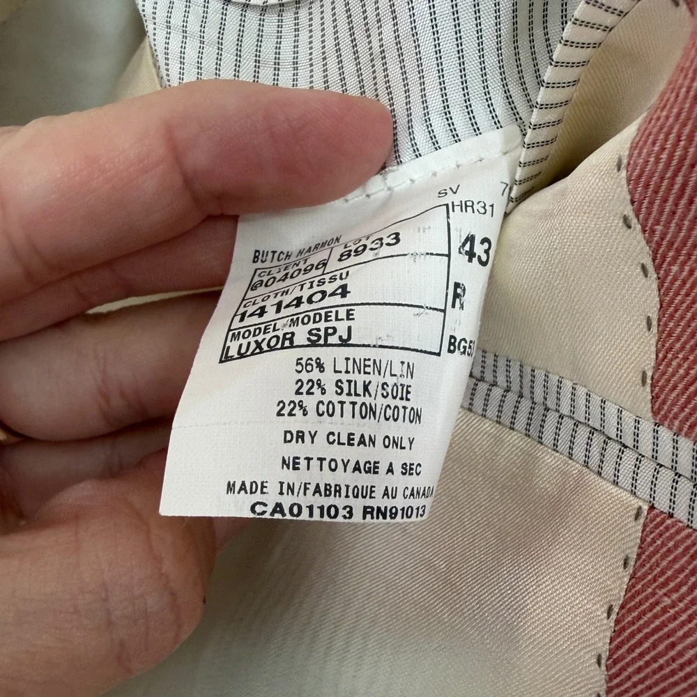 Jack Victor Exclusive Collection Pink Linen Silk Blazer Sport Coat Mens 43R